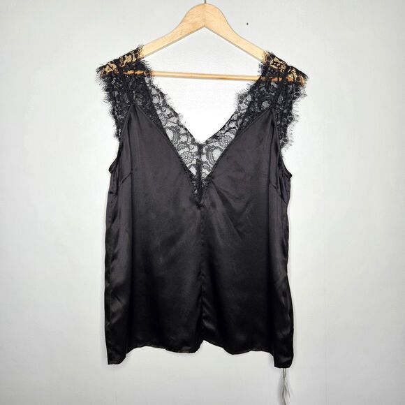Lilysilk Tops - Elegant Black Lace Trim Tank Top
